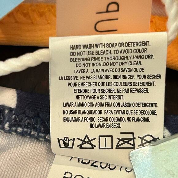 Cupshe Swimsuit‎ Womens S Orange Blue Lace Up Strappy Two Piece Bikini NEW - Picture 5 of 8